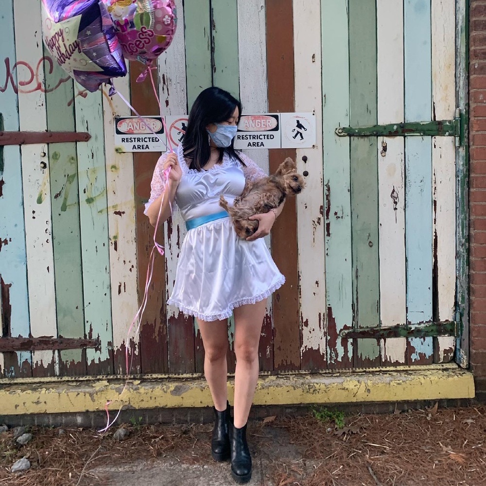 Silky white malicious design dress